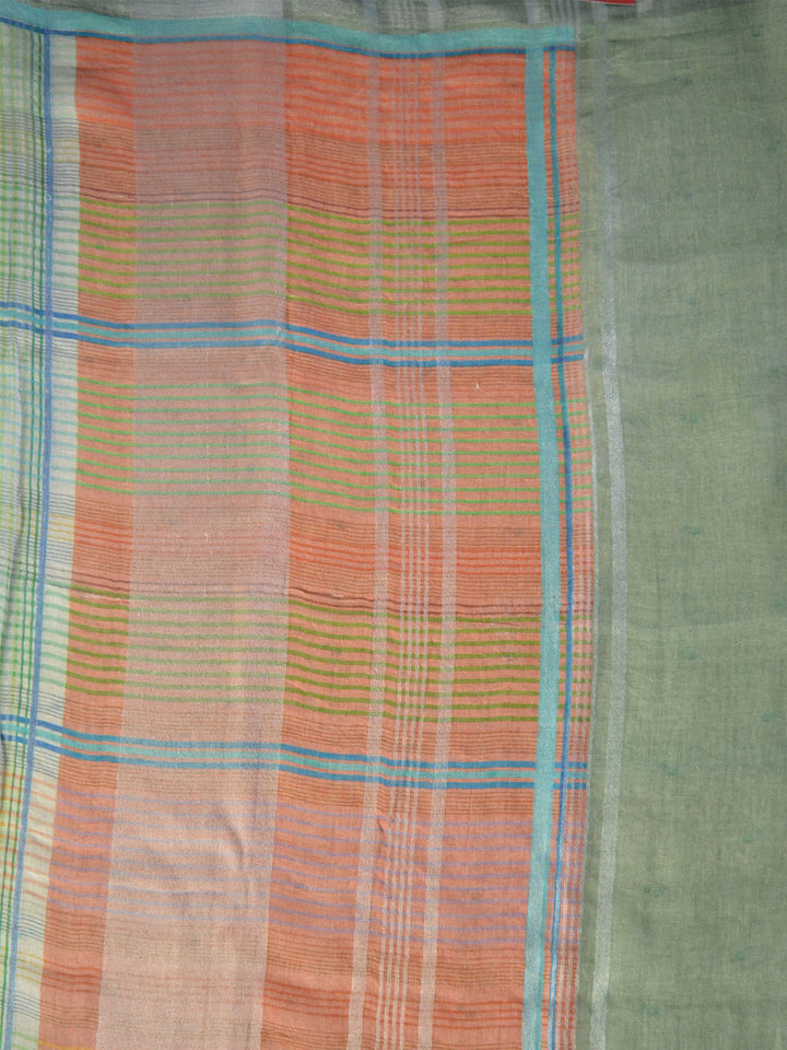 Off-White Linen Silk Banarasi Saree