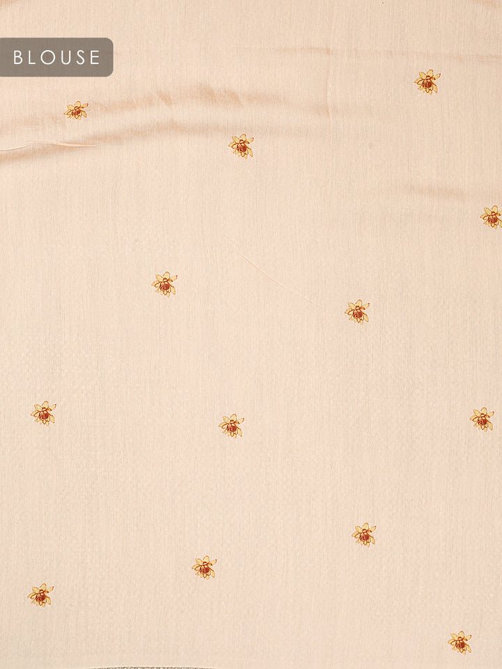 Peach Organza Silk Printed Banarasi Saree