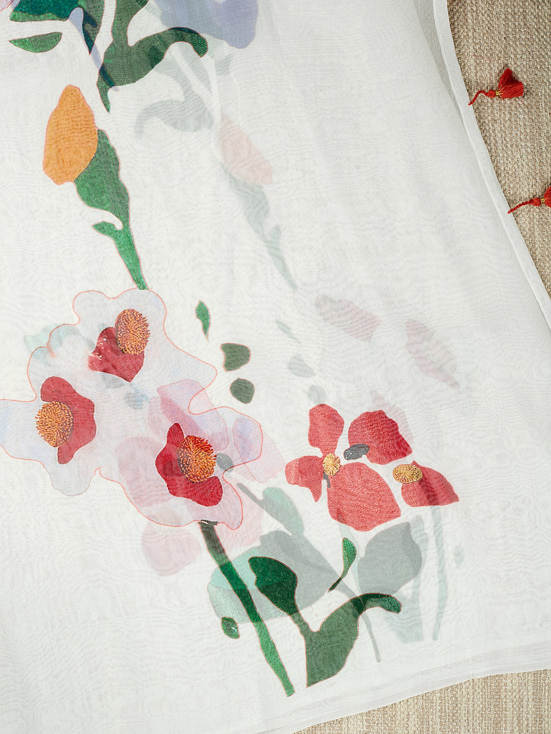 White Organza Silk Printed Banarasi Saree_3