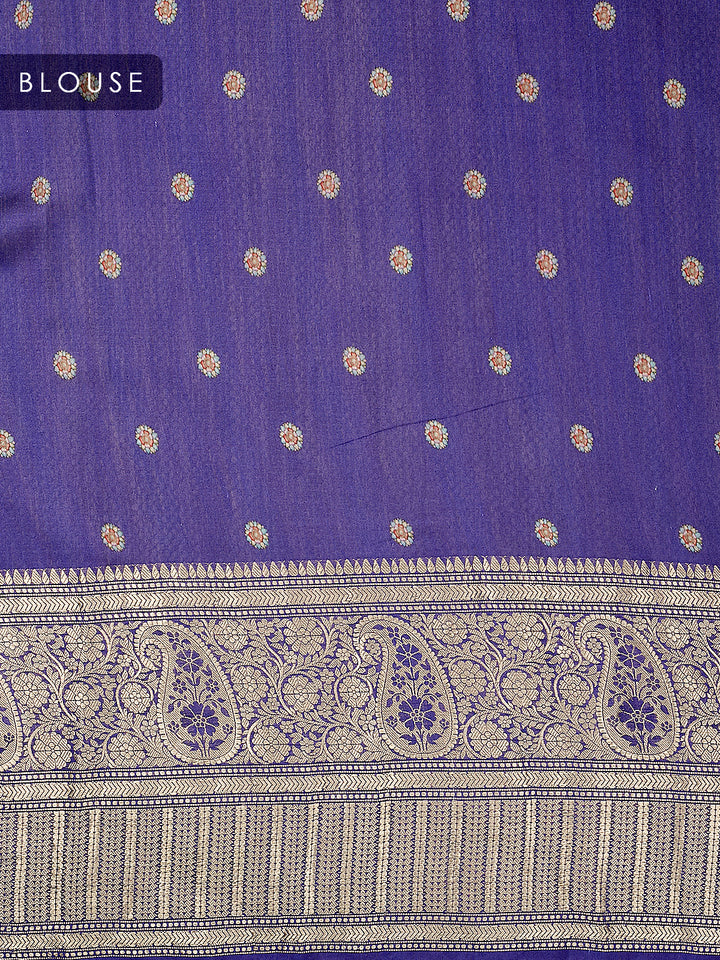 Blue Organza Silk Kalamkari Print Banarasi Saree