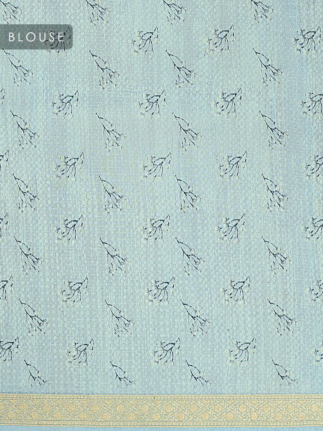 Blue Organza Silk Kalamkari Print and Checks Banarasi Saree_5