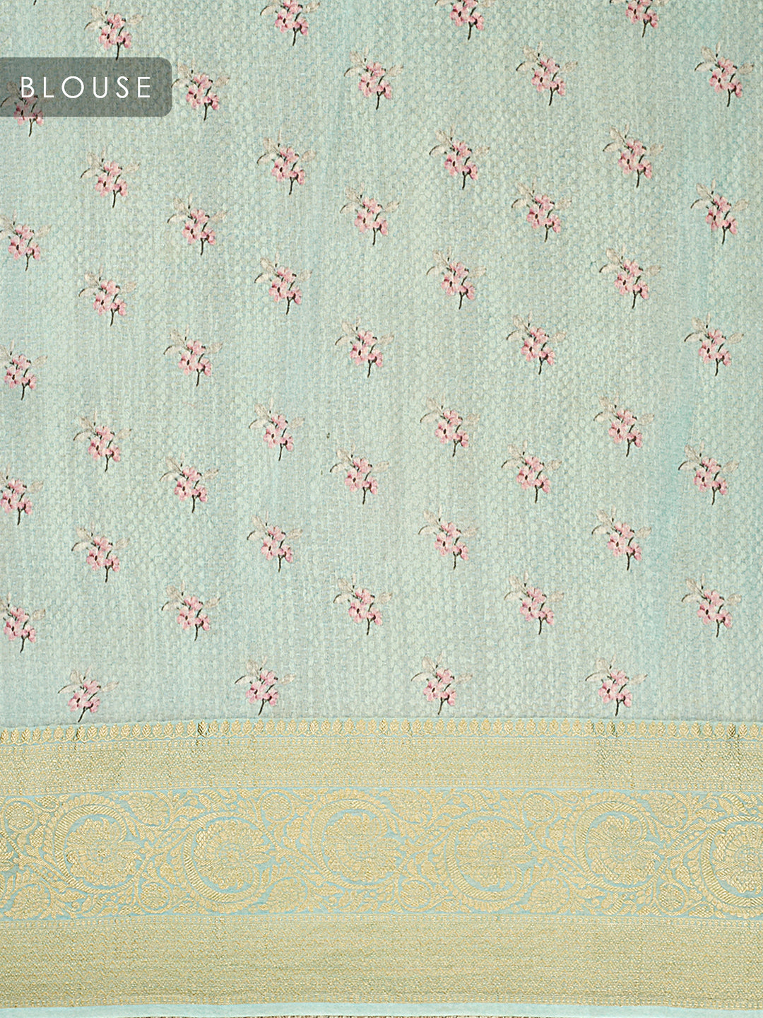 Firozi Organza Silk Printed Banarasi Saree_5