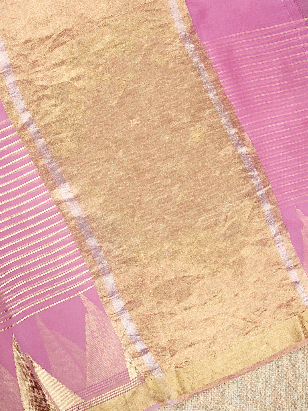 Purple Organza Silk Gold Zari Buti (Kadwa) Banarasi Saree_3