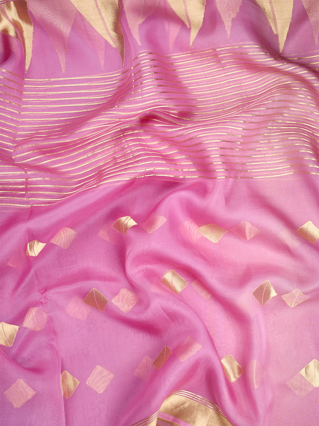 Purple Organza Silk Gold Zari Buti (Kadwa) Banarasi Saree_4