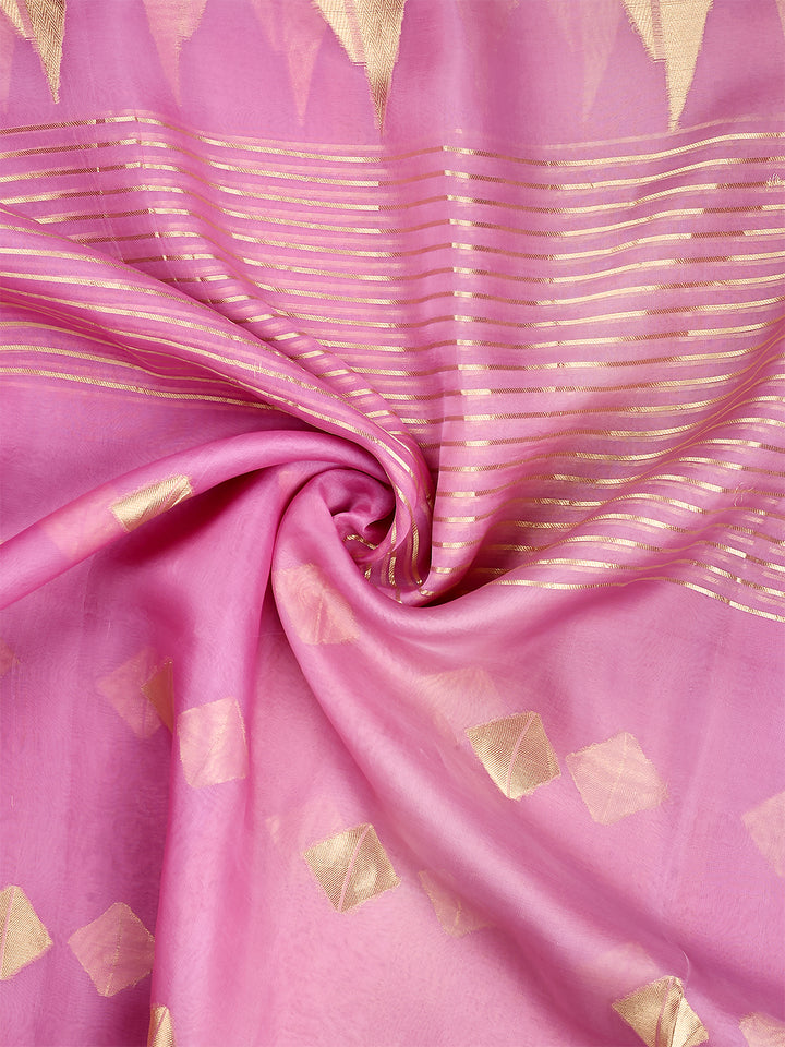Purple Organza Silk Gold Zari Buti (Kadwa) Banarasi Saree