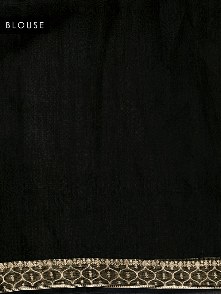 Black Organza Silk Gold Zari Buti Banarasi Saree