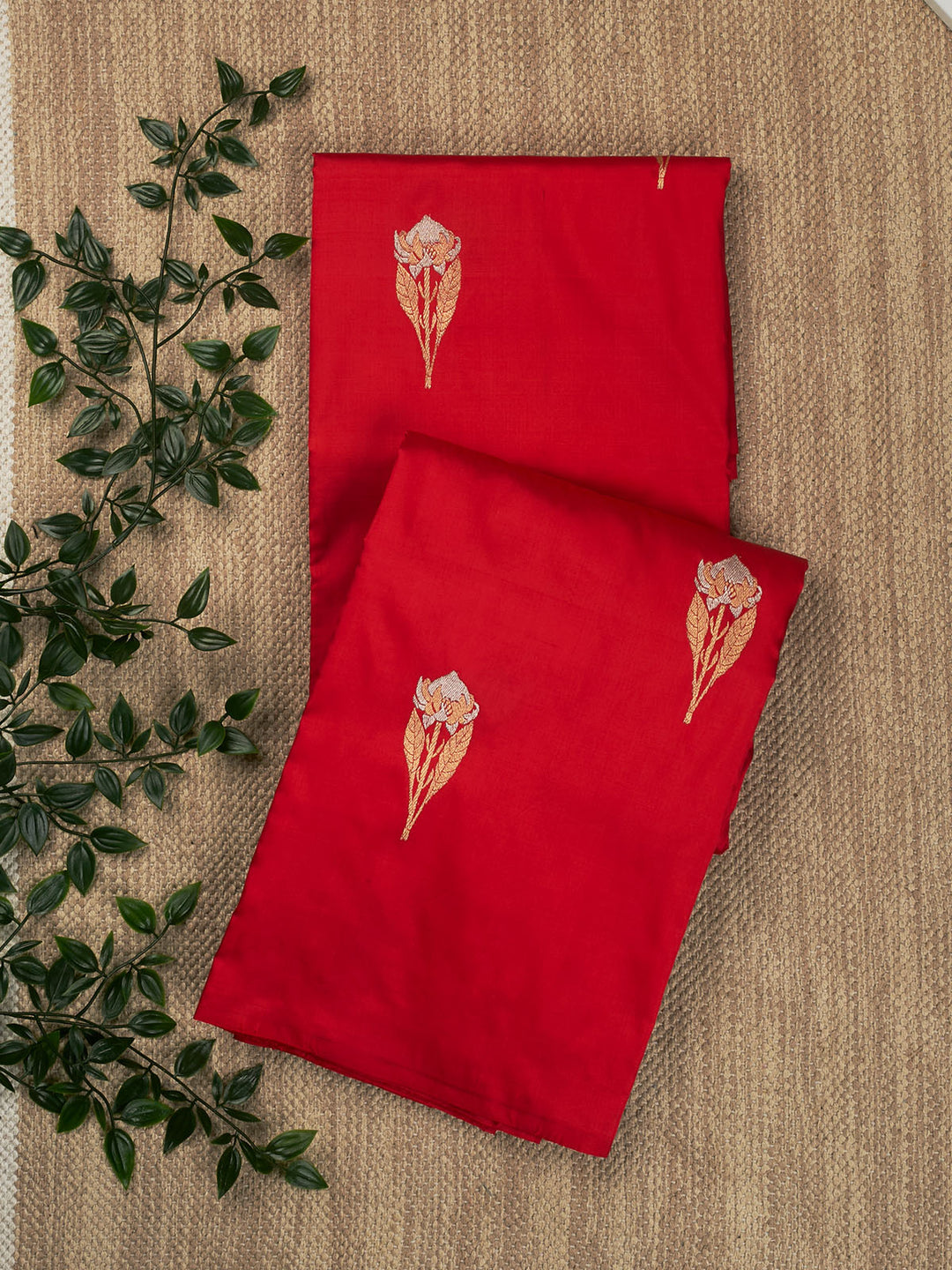 Red Katan Silk Banarasi Saree_1