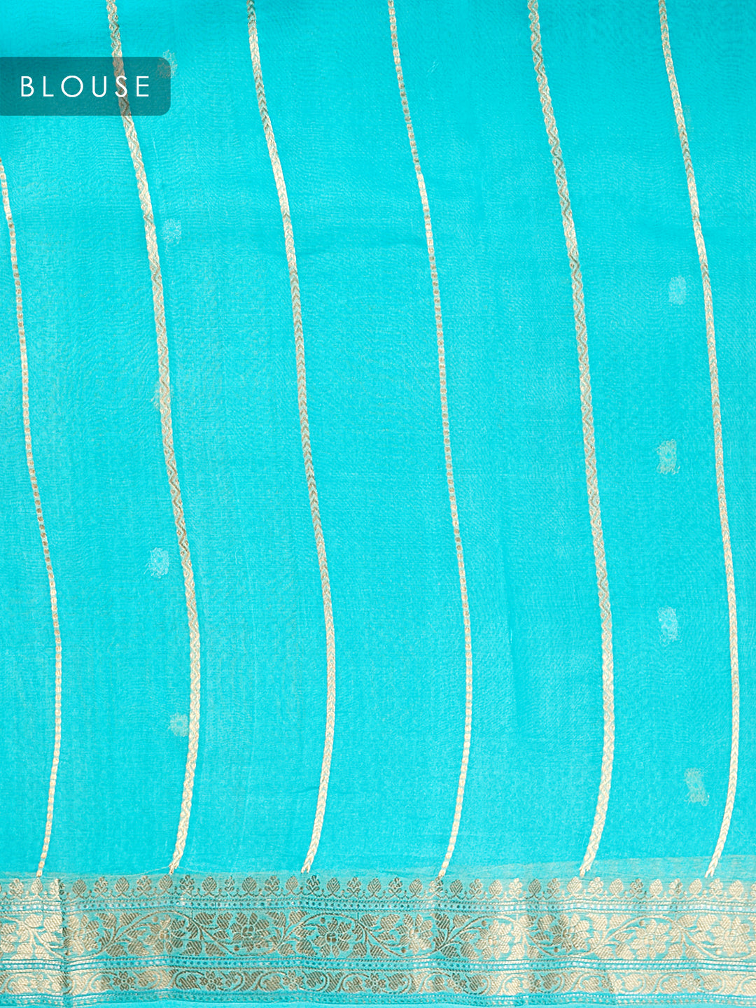 Firozi Organza Silk Sonarupa Leheriya and Lining Banarasi Saree_5