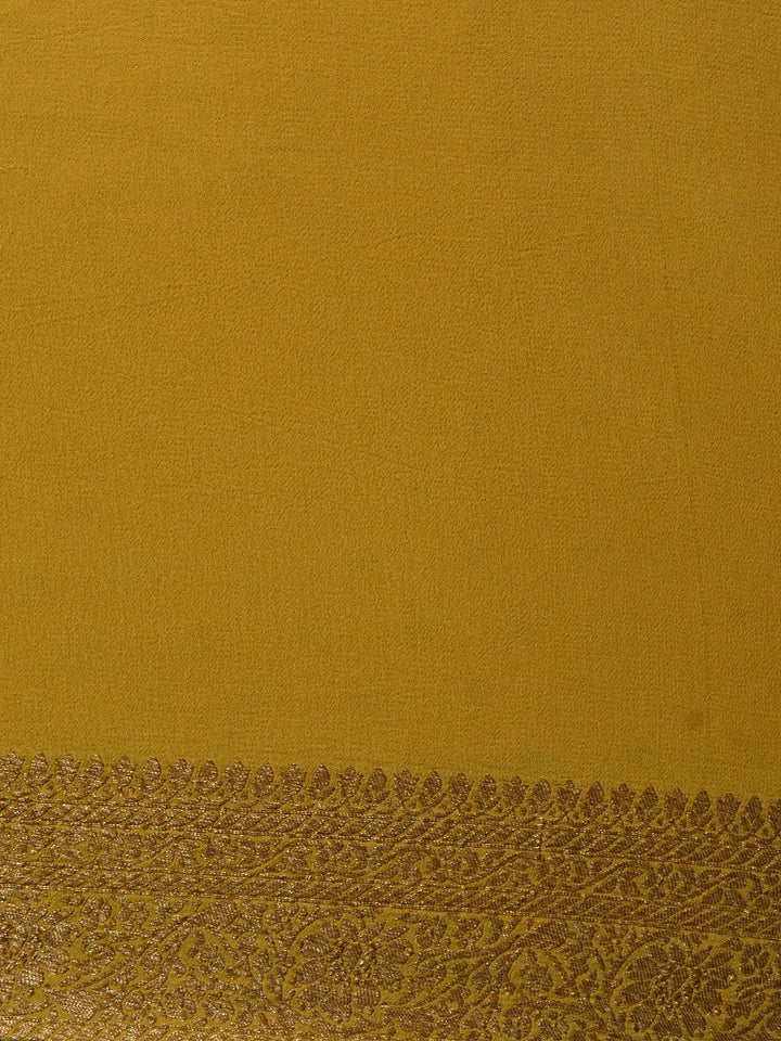 Butter Yellow Shaded Khaddi Georgette Silk Banarasi Saree