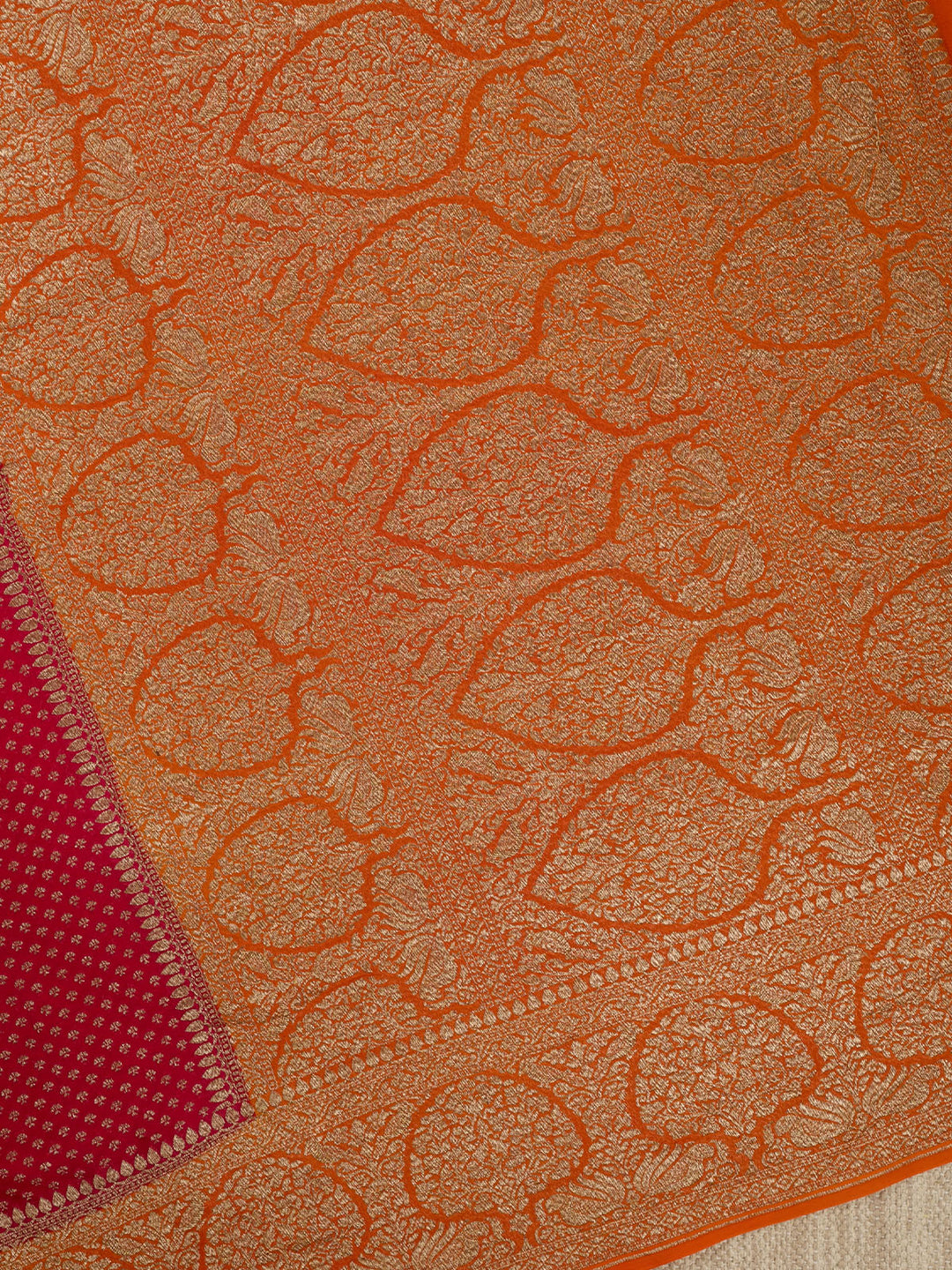 Rani Pink Khaddi Georgette Silk Banarasi Saree_3