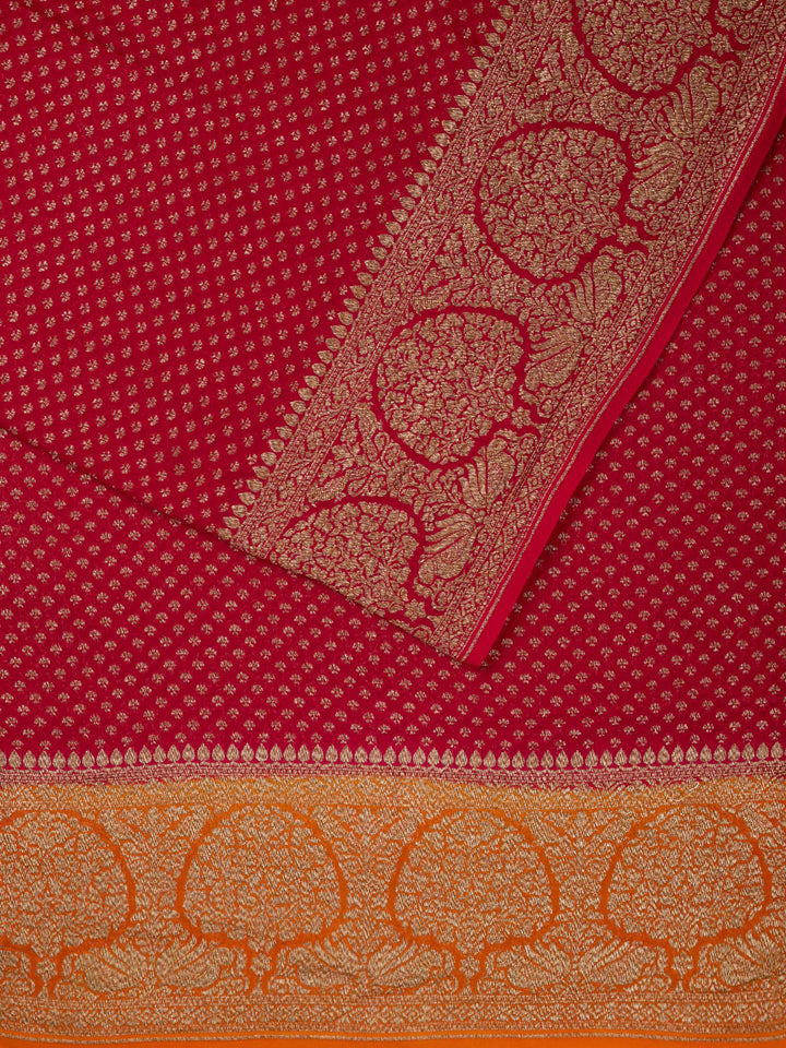 Rani Pink Khaddi Georgette Silk Banarasi Saree