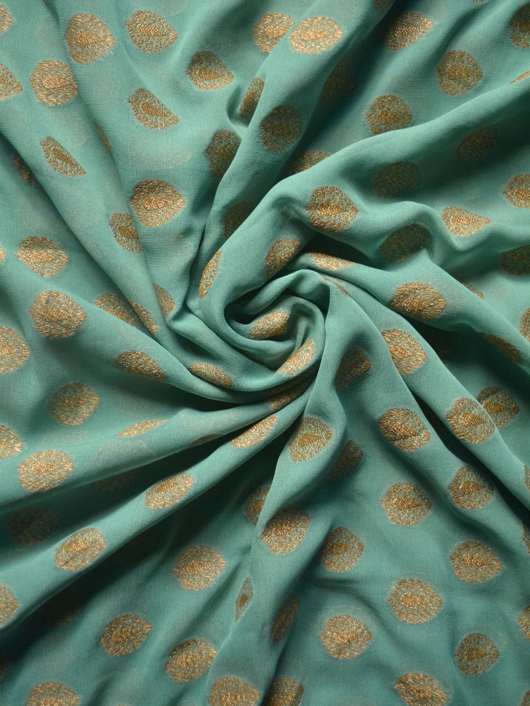 Sea Green Khaddi Georgette Silk Banarasi Saree_4