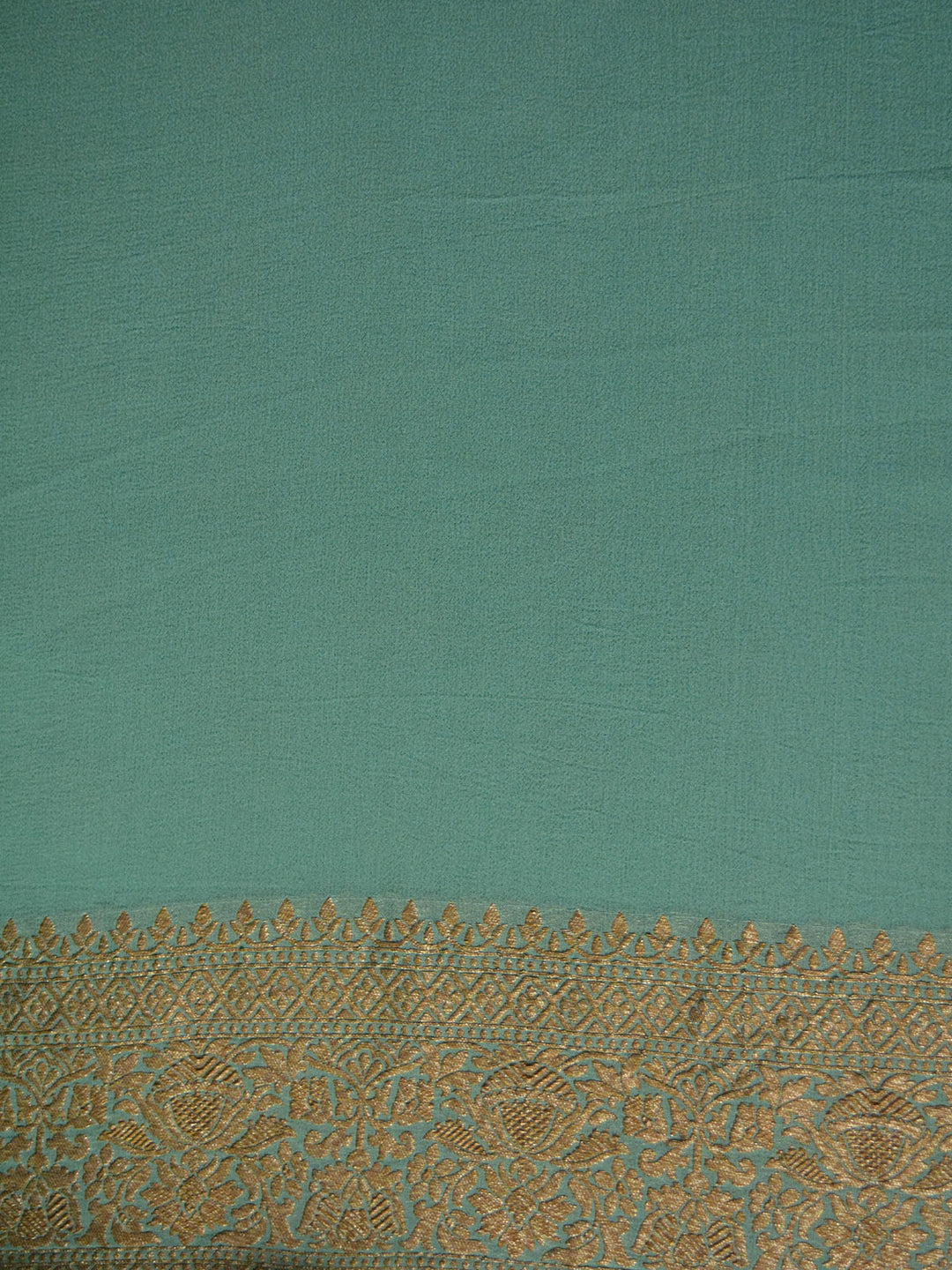 Sea Green Khaddi Georgette Silk Banarasi Saree_5