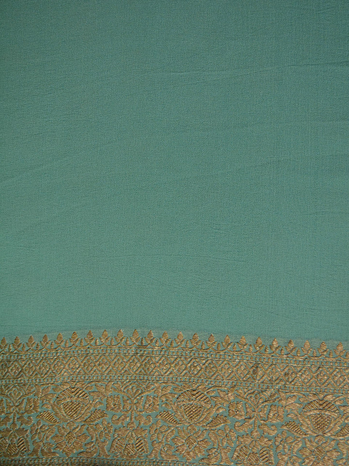 Sea Green Khaddi Georgette Silk Banarasi Saree