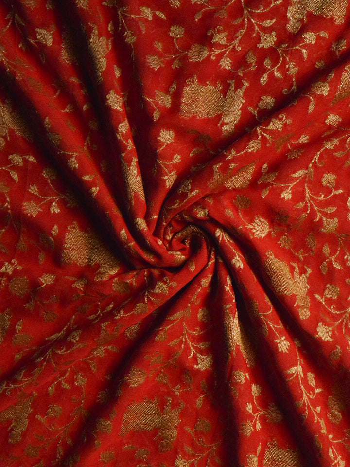 Red Khaddi Georgette Silk Banarasi Saree