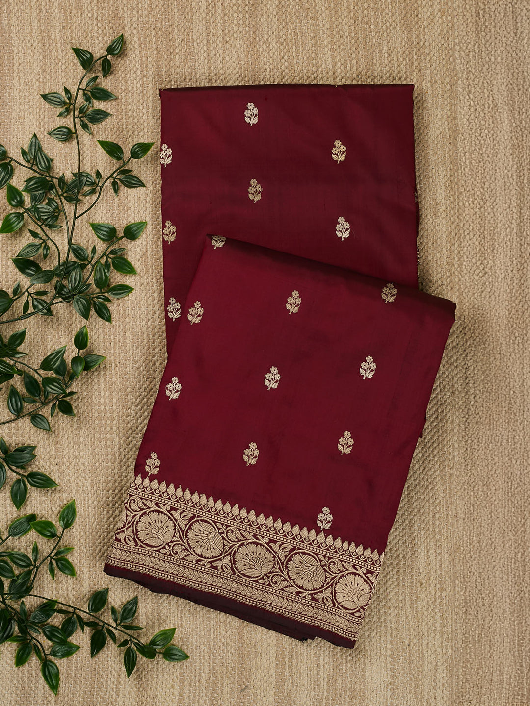 Maroon Katan Silk Banarasi Saree_1