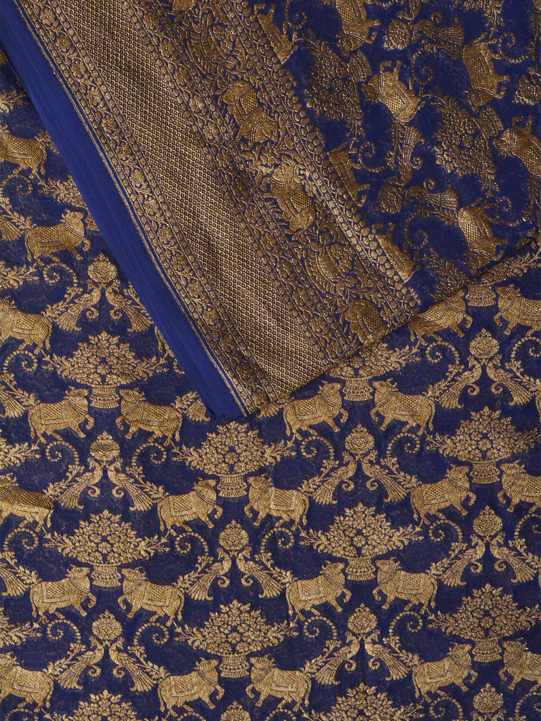 Royal Blue Khaddi Georgette Silk Banarasi Saree_2