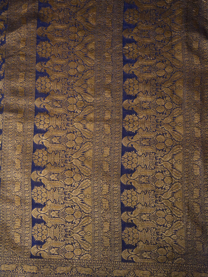 Royal Blue Khaddi Georgette Silk Banarasi Saree