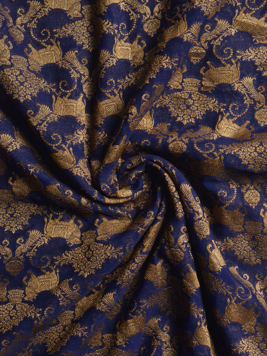 Royal Blue Khaddi Georgette Silk Banarasi Saree_4