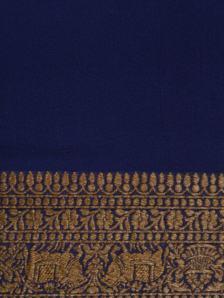 Royal Blue Khaddi Georgette Silk Banarasi Saree