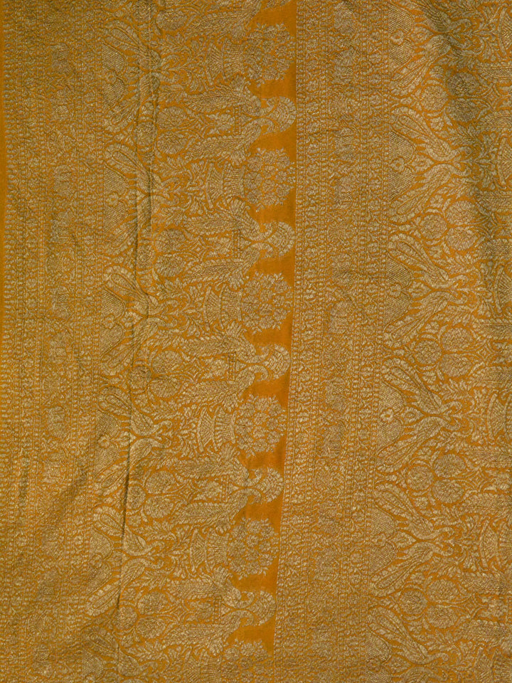 Mustard Yellow Khaddi Georgette Silk Banarasi Saree