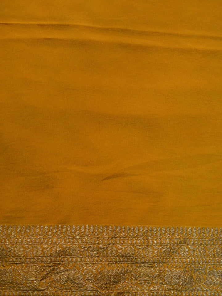 Mustard Yellow Khaddi Georgette Silk Banarasi Saree