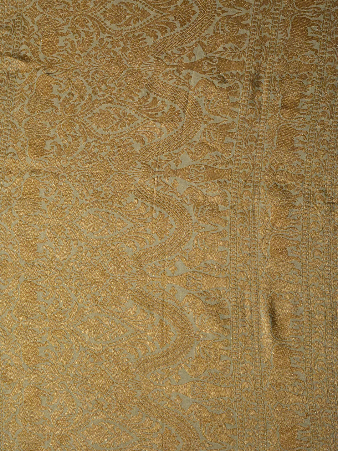 Sage Green Khaddi Georgette Silk Banarasi Saree_3