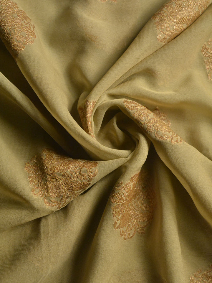 Sage Green Khaddi Georgette Silk Banarasi Saree