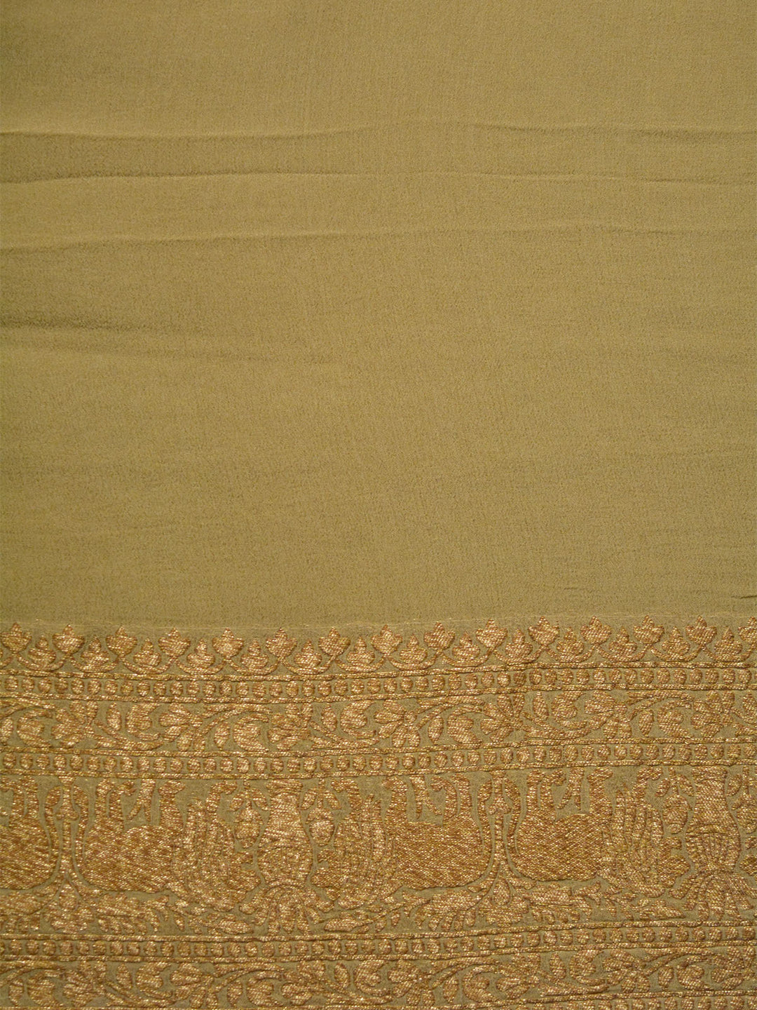 Sage Green Khaddi Georgette Silk Banarasi Saree_5