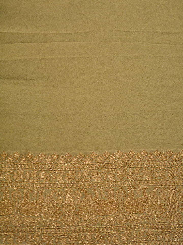 Sage Green Khaddi Georgette Silk Banarasi Saree