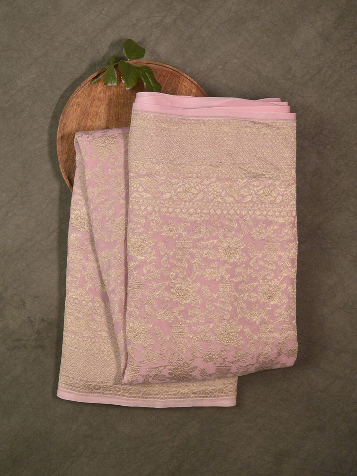 Pink Khaddi Georgette Silk Banarasi Saree