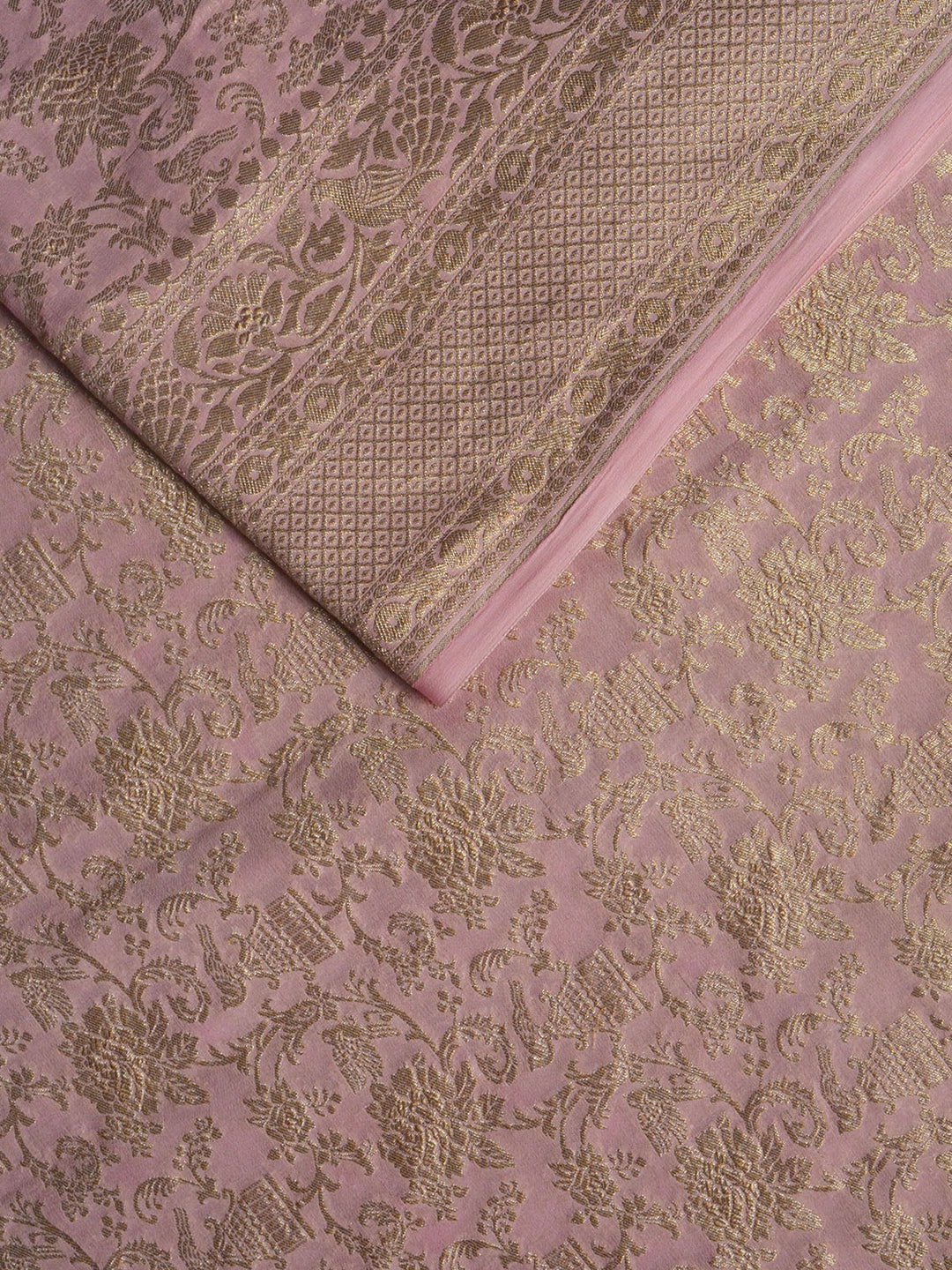 Pink Khaddi Georgette Silk Banarasi Saree_2