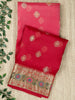 Red Organza Silk Gold Zari Buti Banarasi Saree