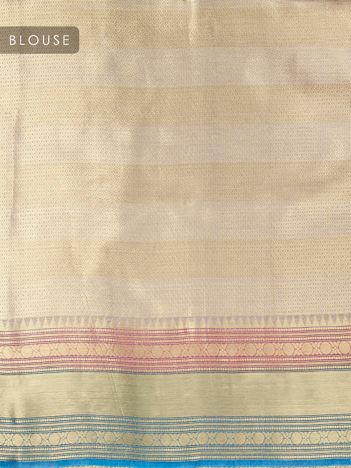 Lavender Organza Silk Gold Zari Leheriya Rangkat Banarasi Saree