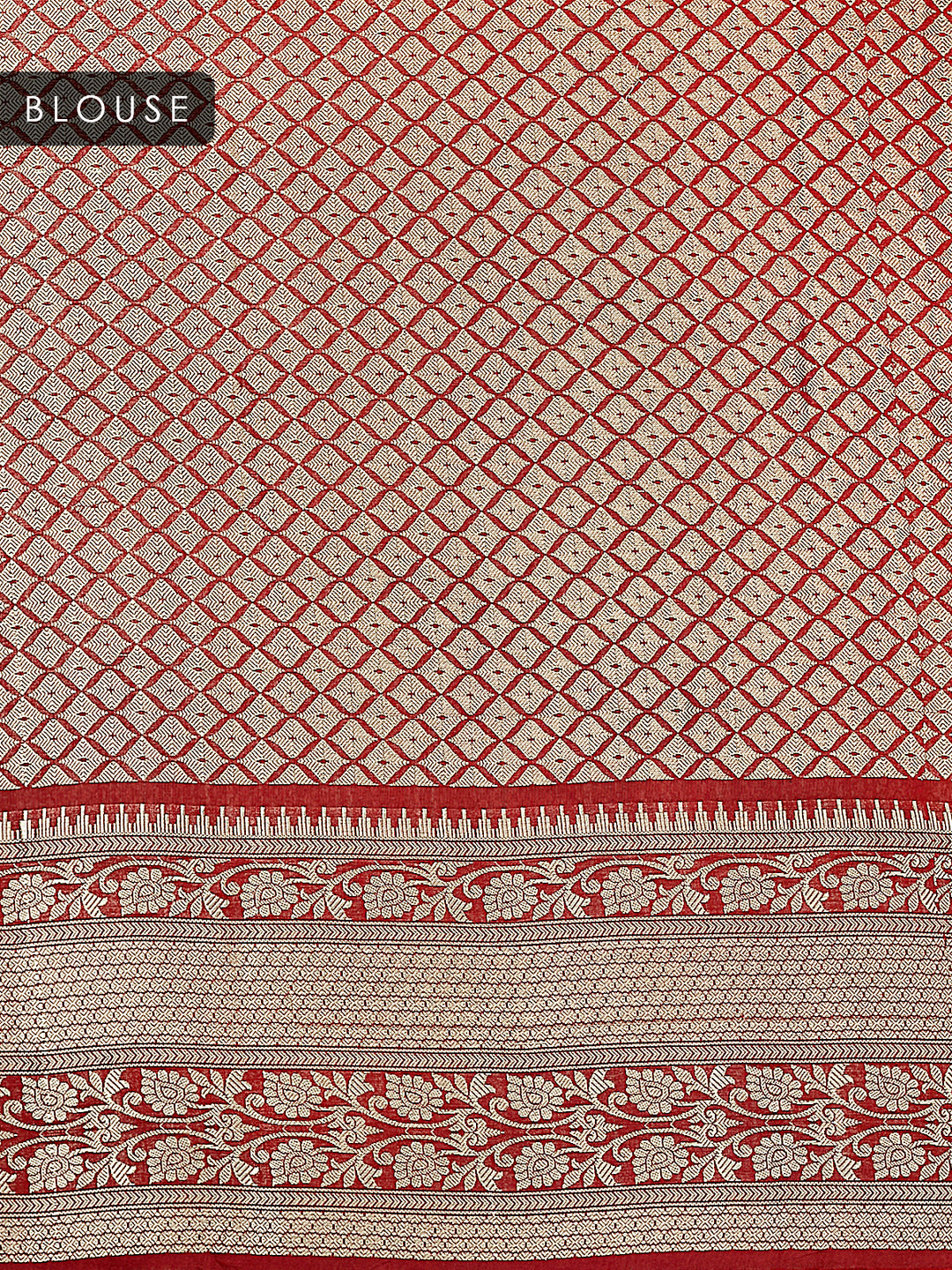 Orange Chanderi Silk Gold Zari Butis Banarasi Saree_5