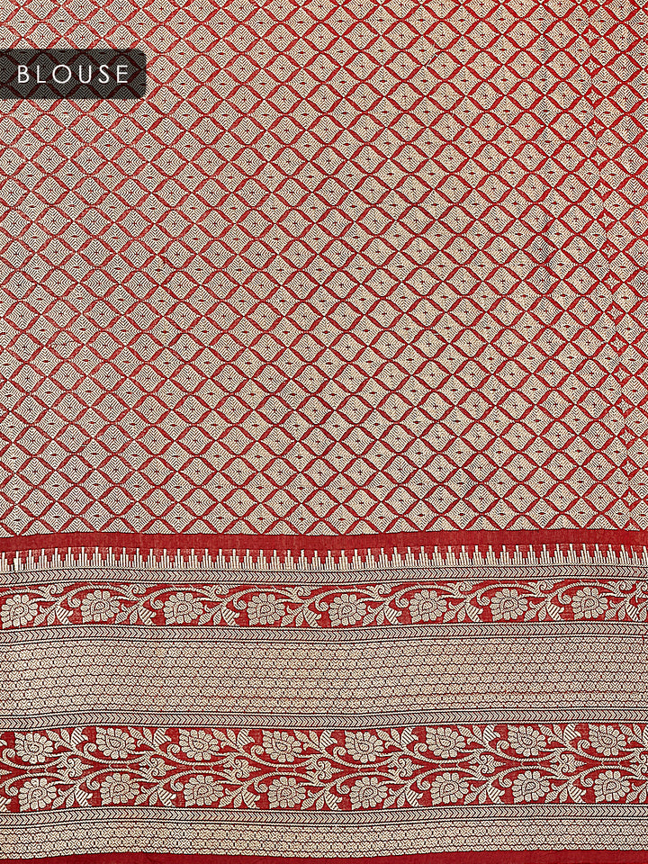 Orange Chanderi Silk Gold Zari Butis Banarasi Saree