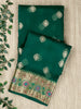 Green Organza Silk Gold Zari Buti Banarasi Saree