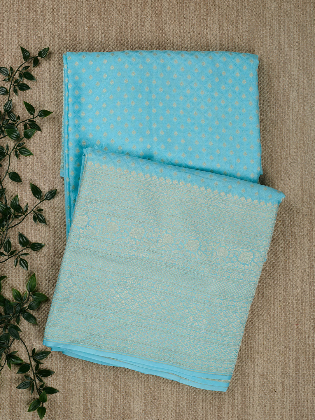Sky Blue Crepe Georgette Banarasi Saree_1