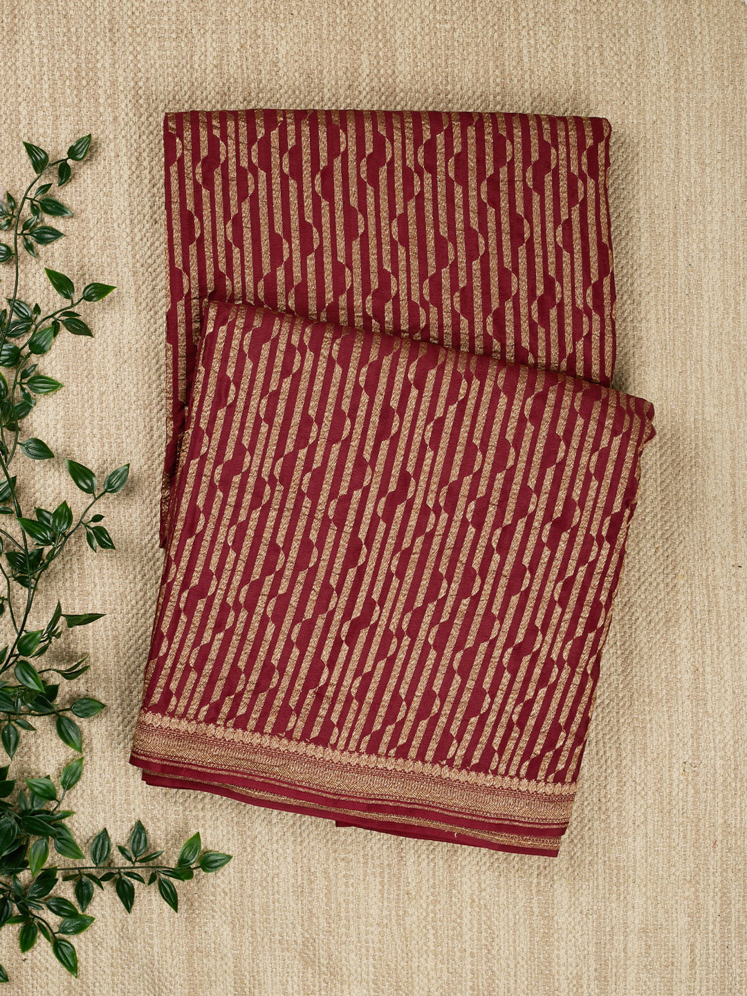 Maroon Crepe Georgette Banarasi Saree_1