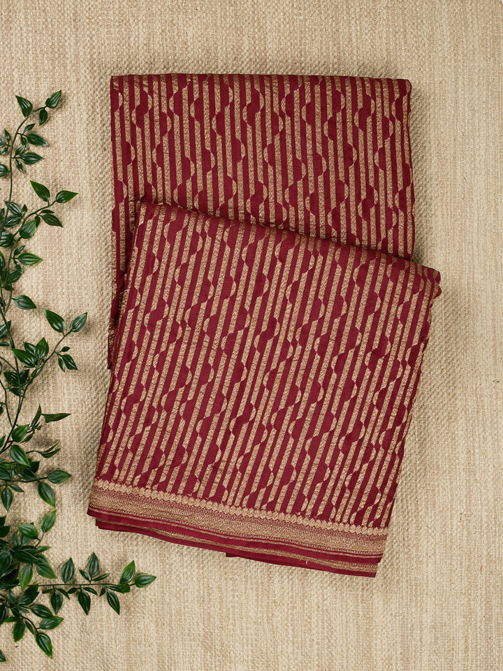 Maroon Crepe Georgette Banarasi Saree