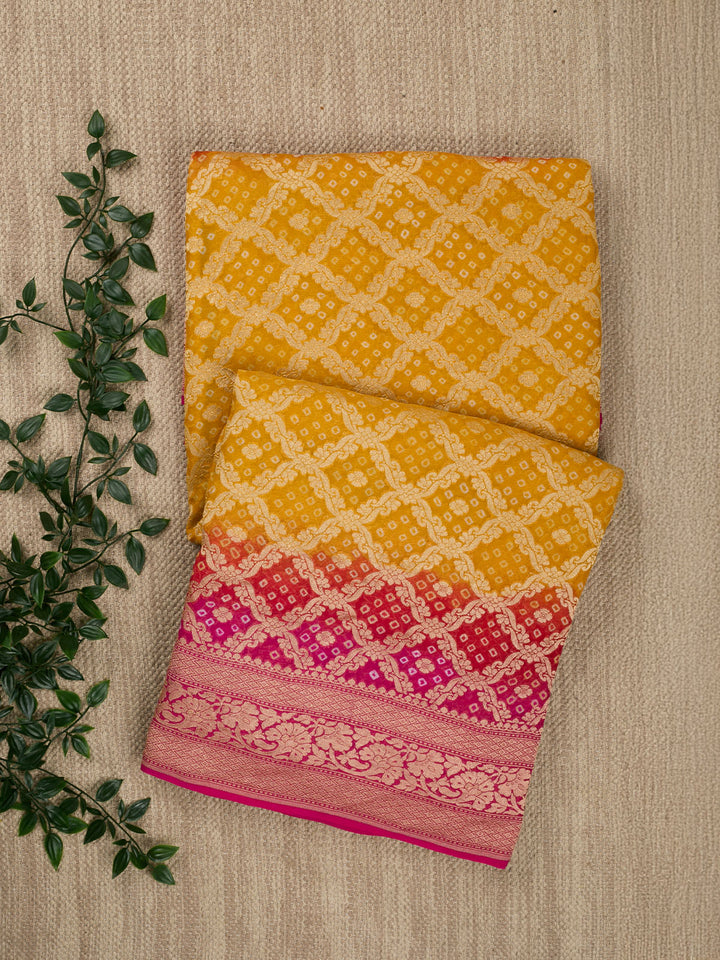 Yellow Shaded Khaddi Georgette Banarasi Saree