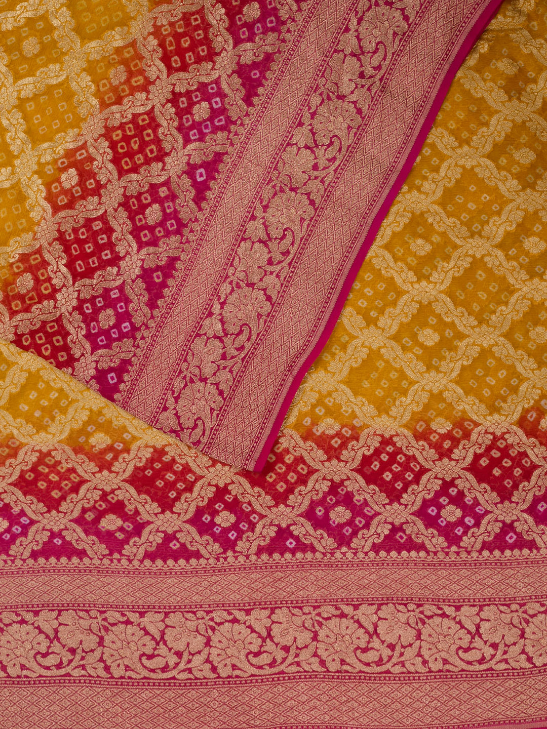 Yellow Shaded Khaddi Georgette Banarasi Saree_2