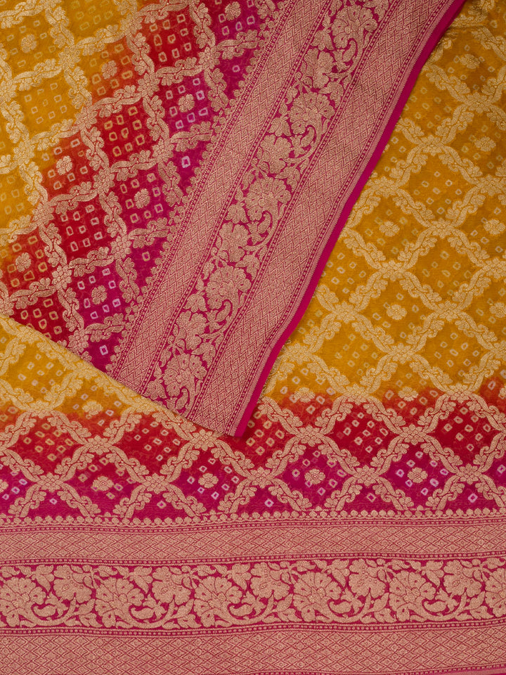 Yellow Shaded Khaddi Georgette Banarasi Saree