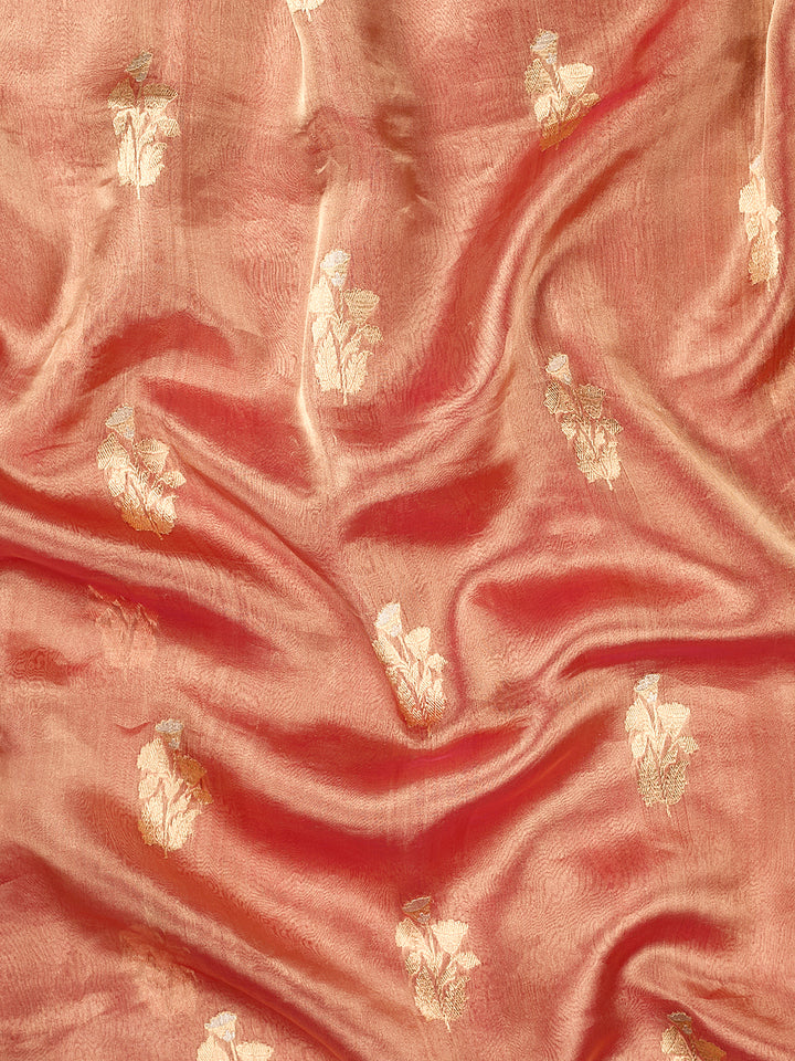 Rust Tissue Silk Sonarupa Zari Buti Banarasi Saree