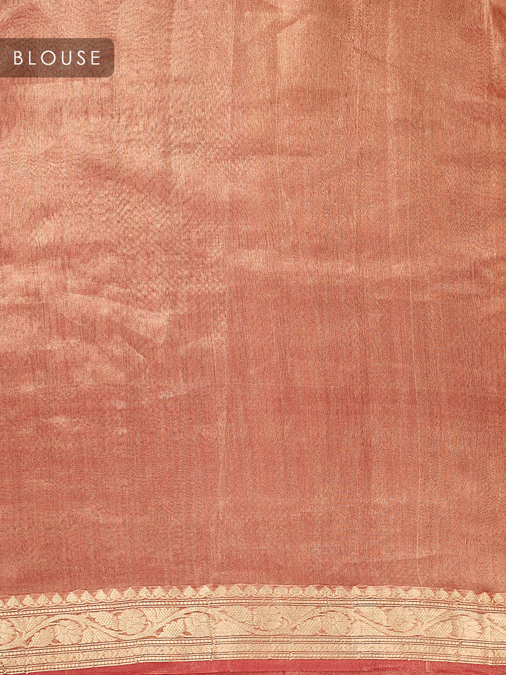Rust Tissue Silk Sonarupa Zari Buti Banarasi Saree