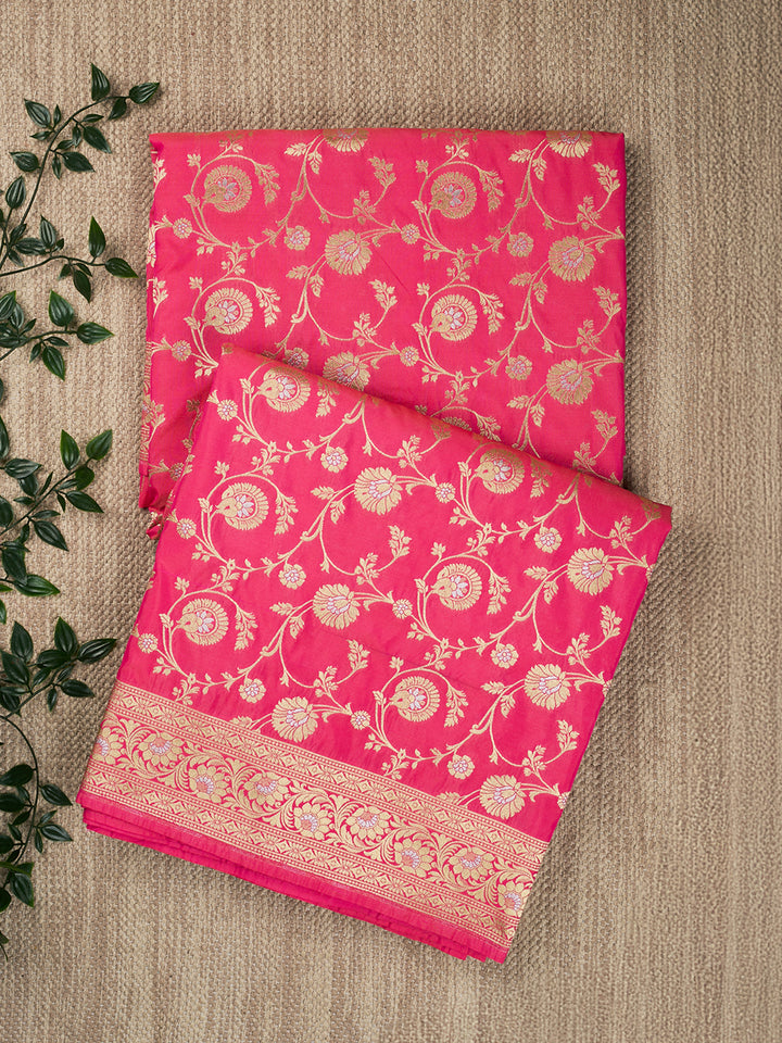 Pink Semi Katan Banarasi Saree
