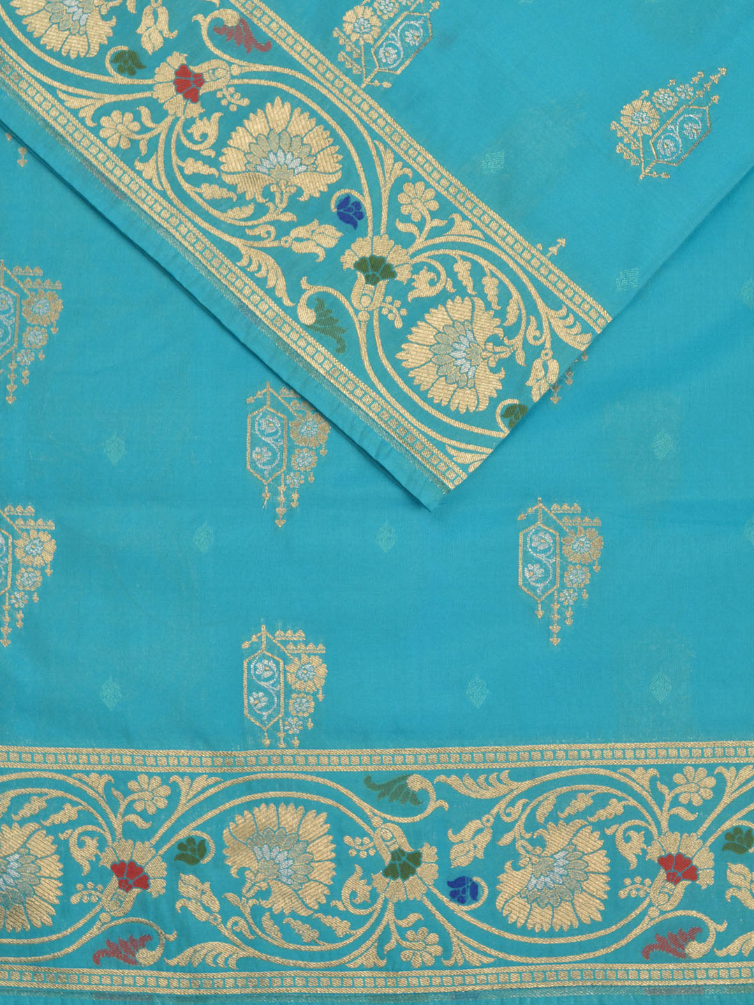 Firozi Semi Katan Banarasi Saree_3