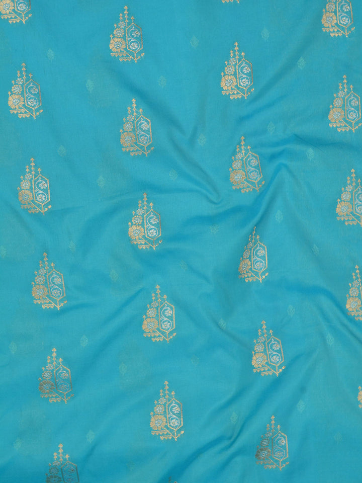 Firozi Semi Katan Banarasi Saree