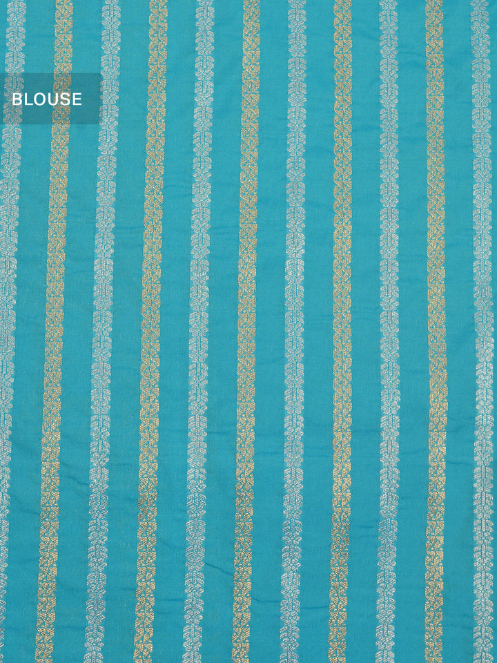 Firozi Semi Katan Banarasi Saree