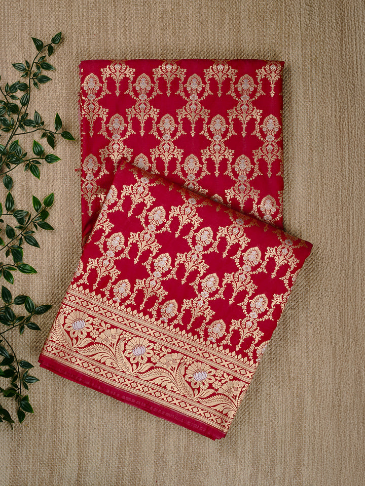 Rust Semi Katan Banarasi Saree